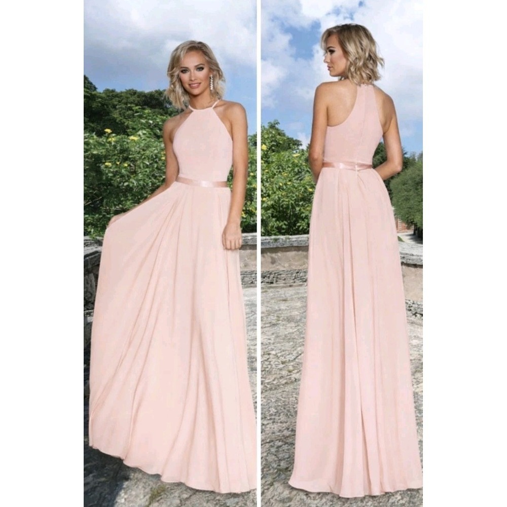 Ashley & Justin Halter Bridesmaid Gown Style 20346 Blush Size 6* *See Details